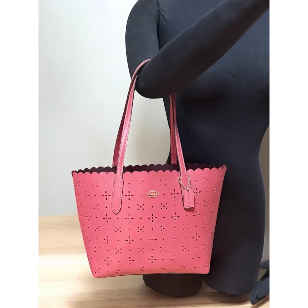 Coach CA199 Laser Cut Mini City Tote Bag - Picture 5 of 10